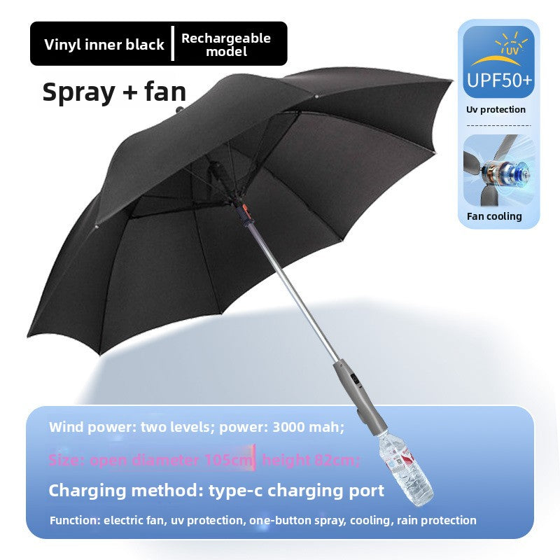 Built-in Fan Umbrella with UV Protection