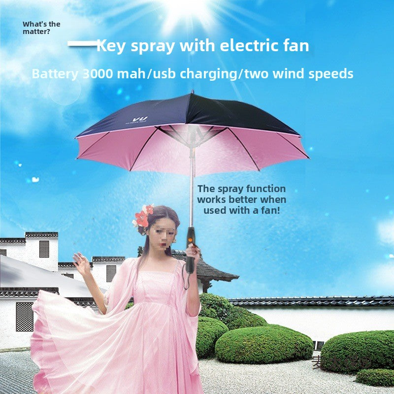 Built-in Fan Umbrella with UV Protection