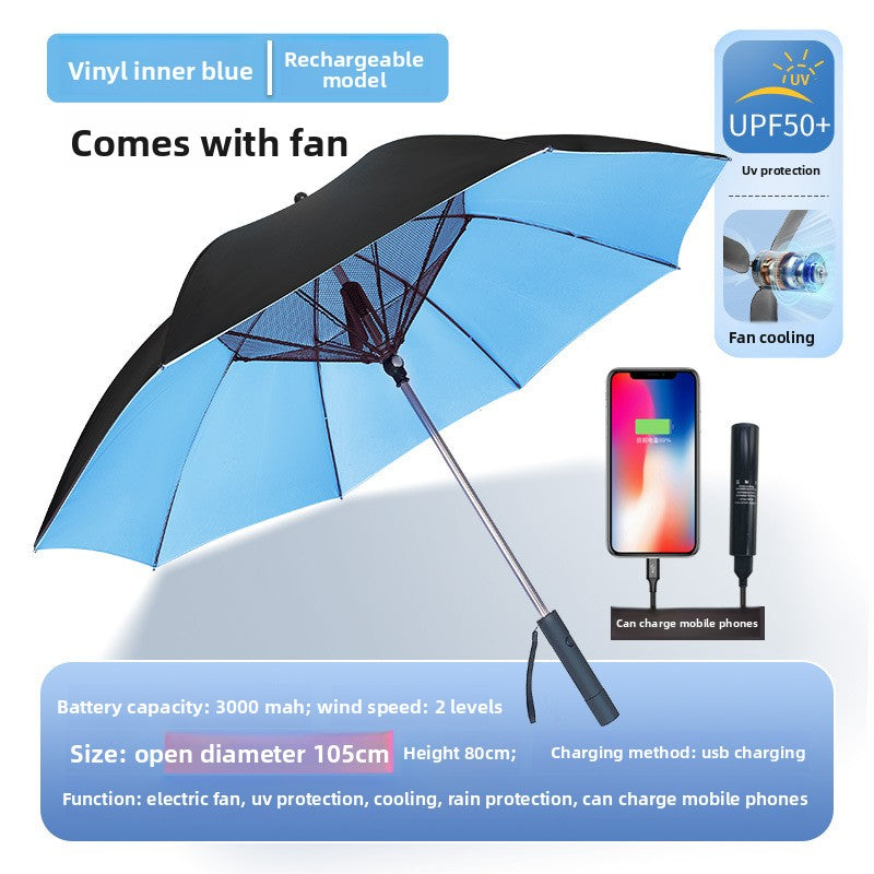 Built-in Fan Umbrella with UV Protection