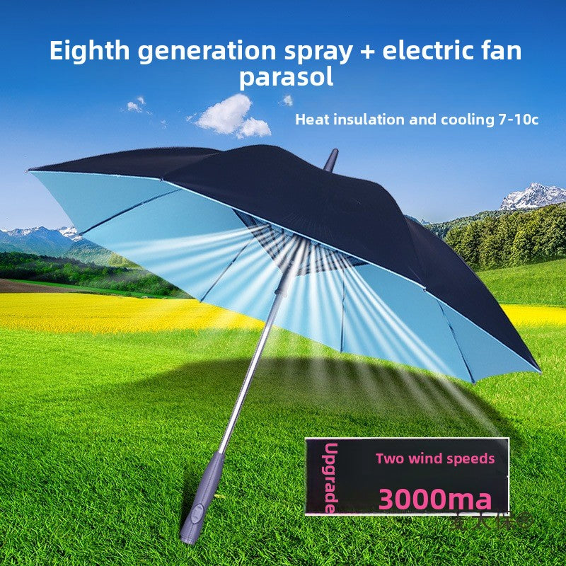 Built-in Fan Umbrella with UV Protection
