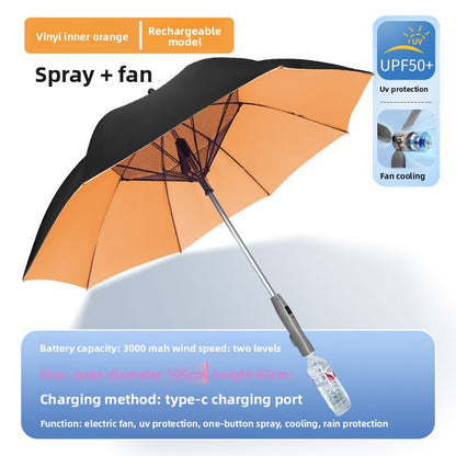 Built-in Fan Umbrella with UV Protection