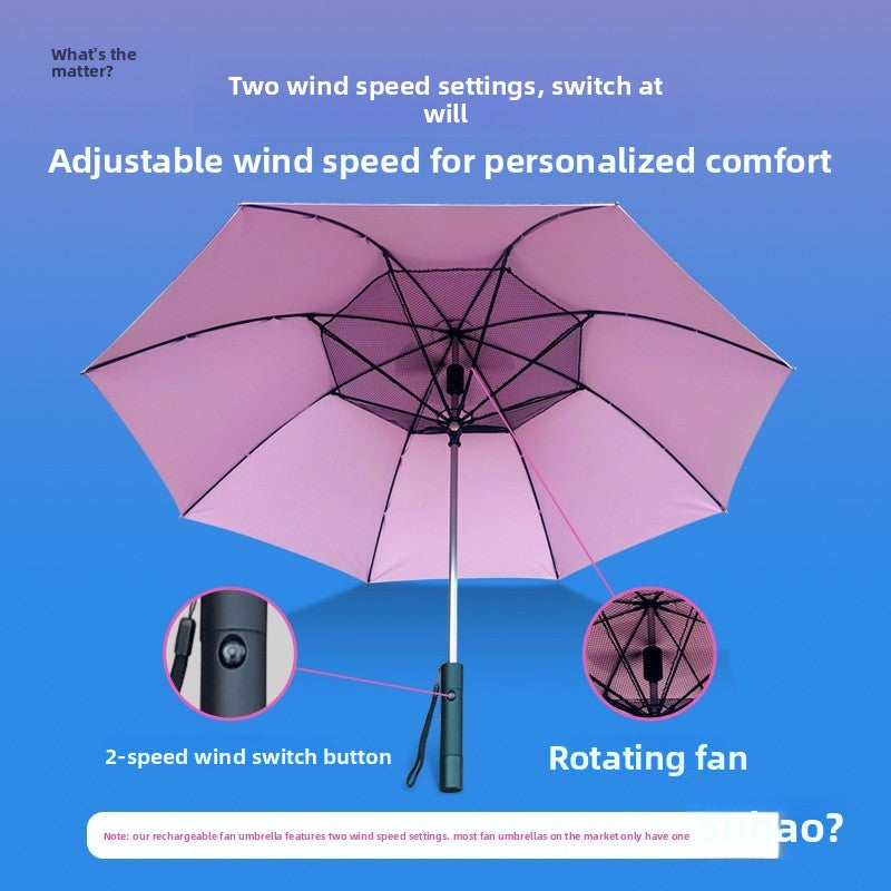 Built-in Fan Umbrella with UV Protection