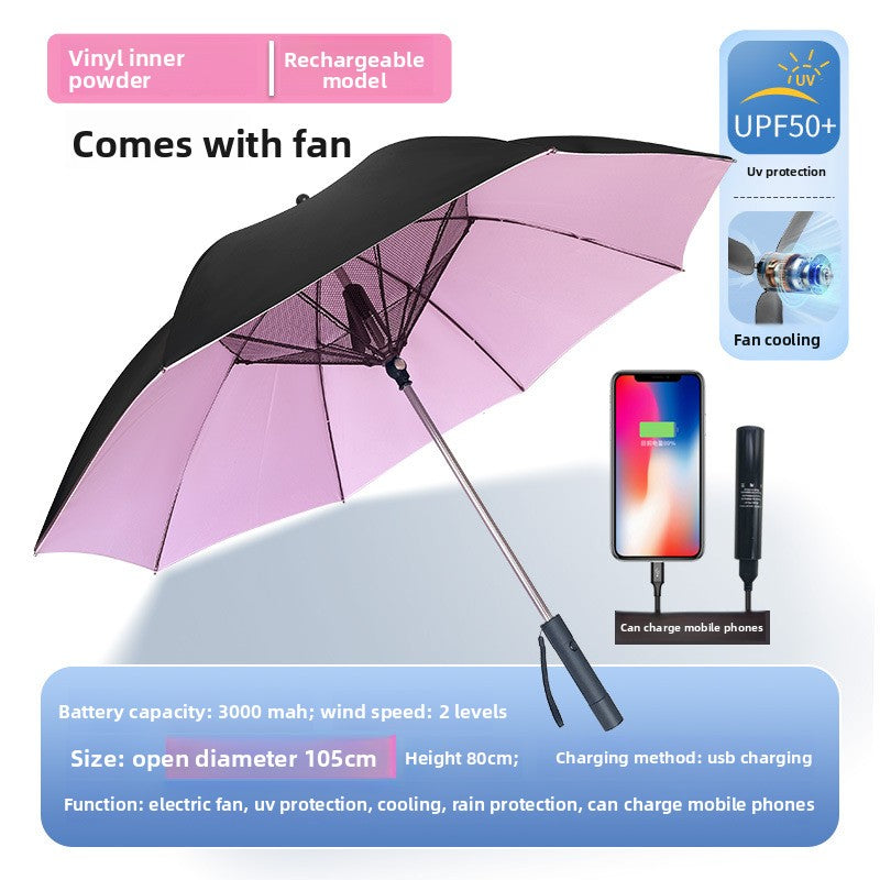 Built-in Fan Umbrella with UV Protection