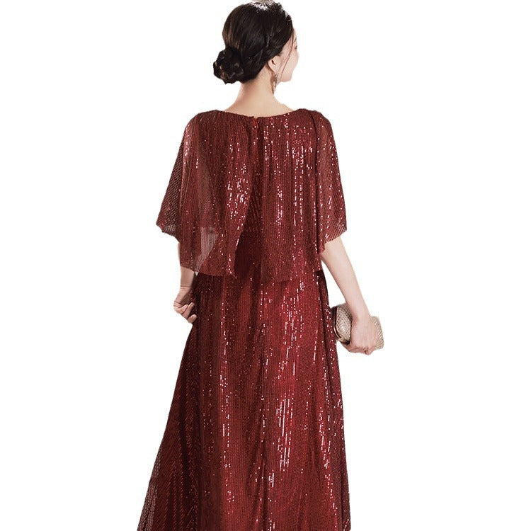 Burgundy Choir Performance Evening Dress for Women