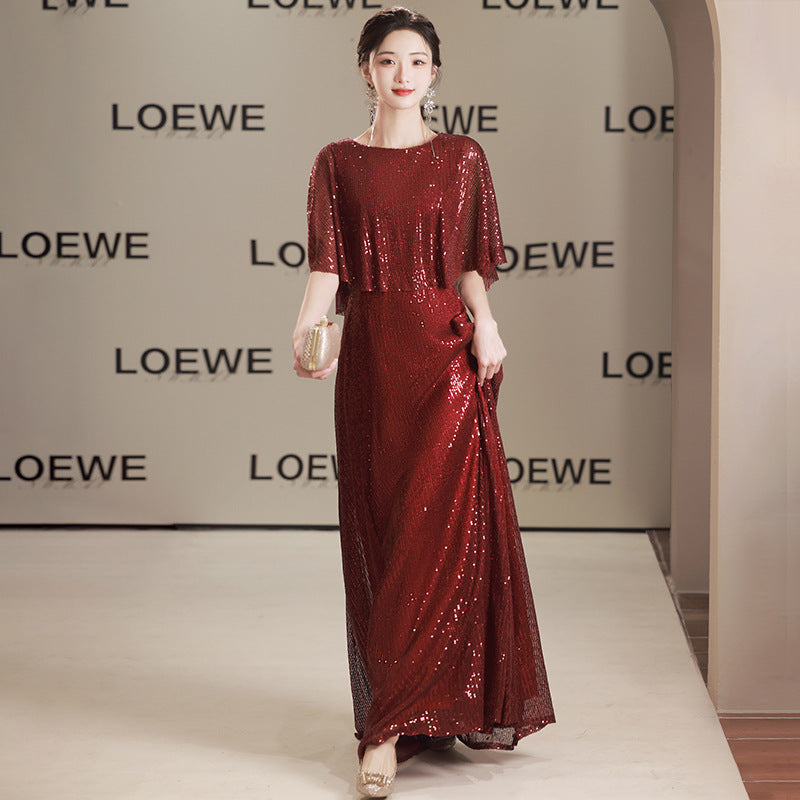 Burgundy Choir Performance Evening Dress for Women