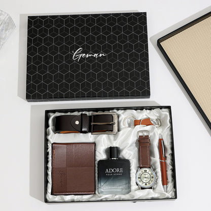 Business Leather Gift Set with Watch and Perfume