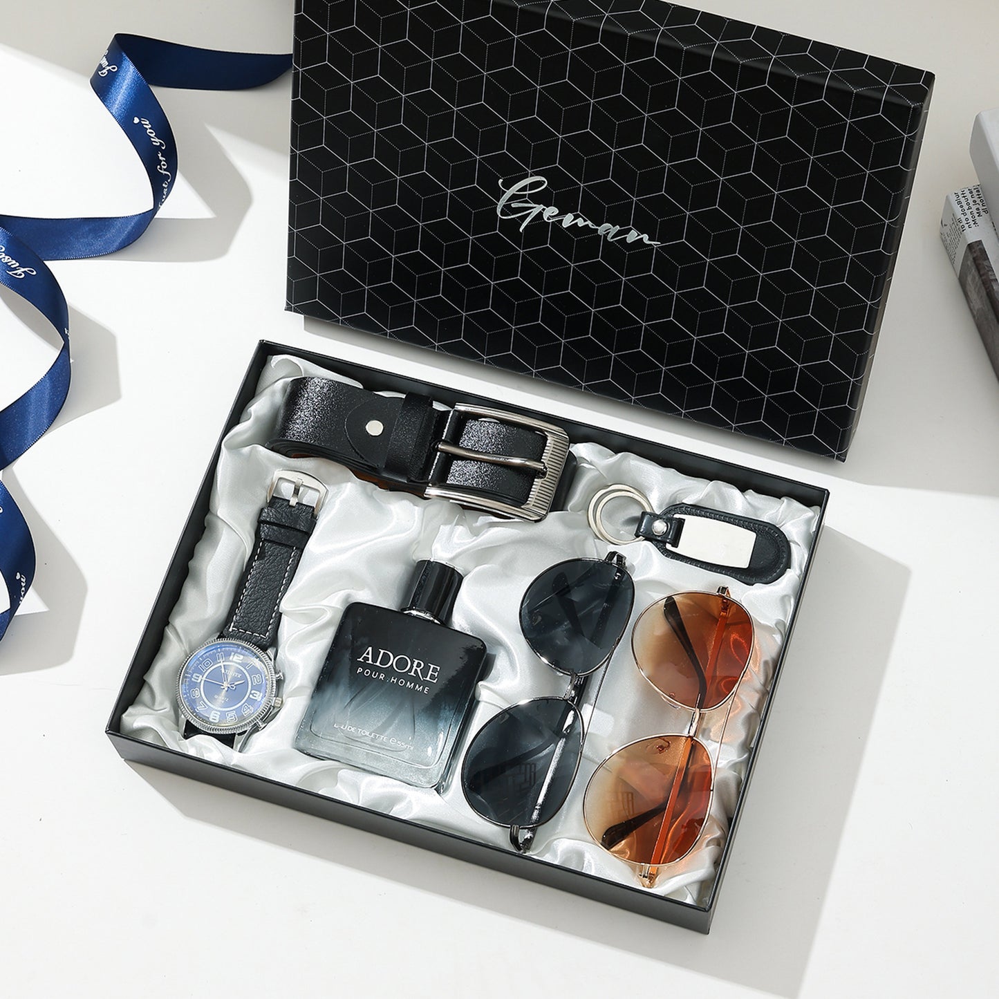 Business Leather Gift Set with Watch and Perfume