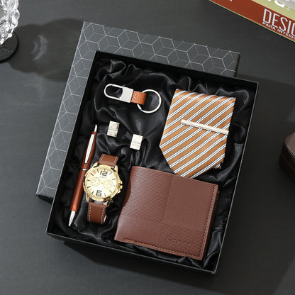 Business Leather Gift Set with Watch and Perfume