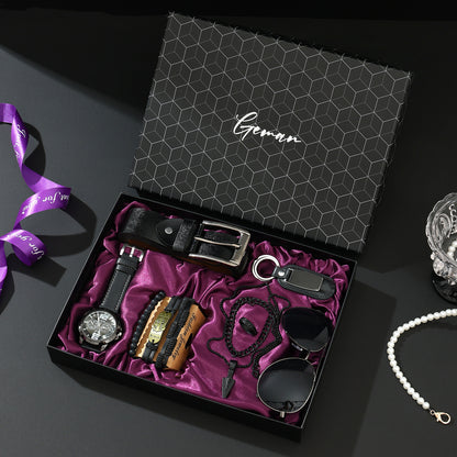 Business Leather Gift Set with Watch and Perfume