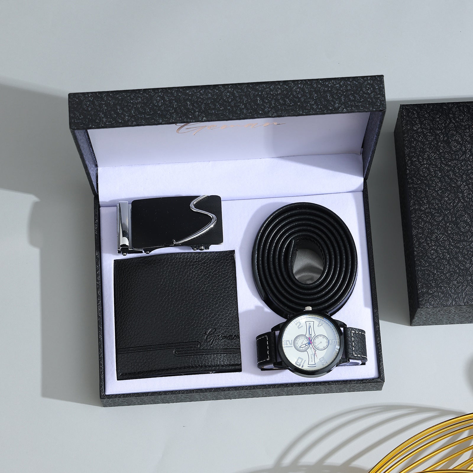 Business Leather Gift Set with Watch and Perfume