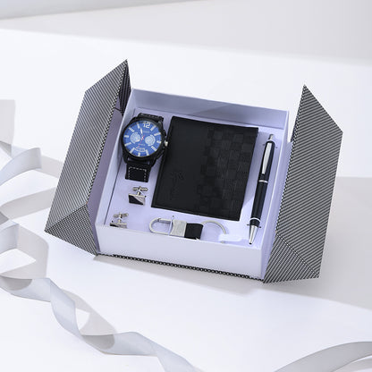 Business Leather Gift Set with Watch and Perfume