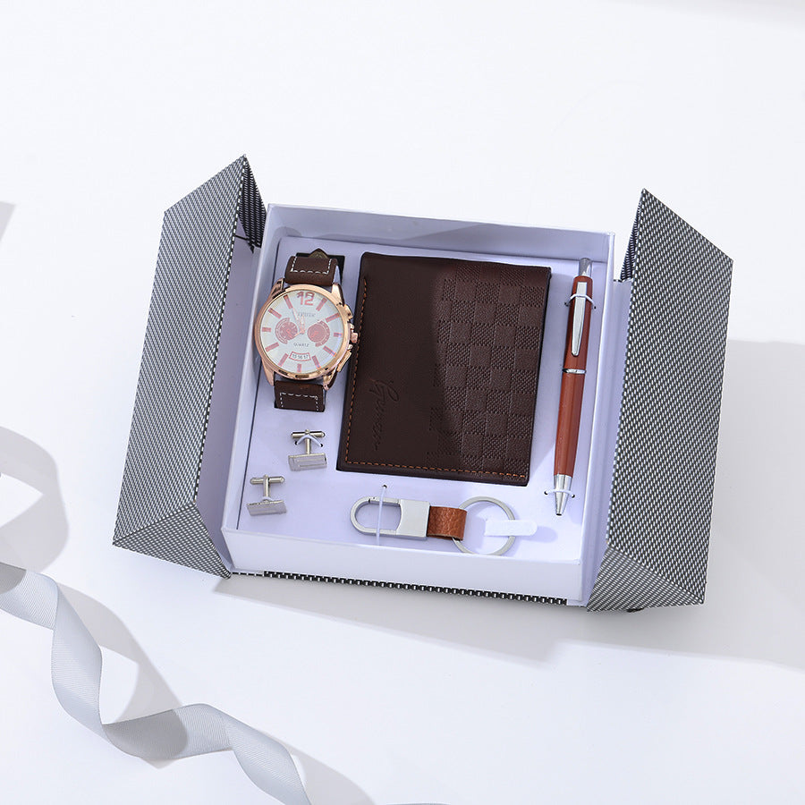 Business Leather Gift Set with Watch and Perfume
