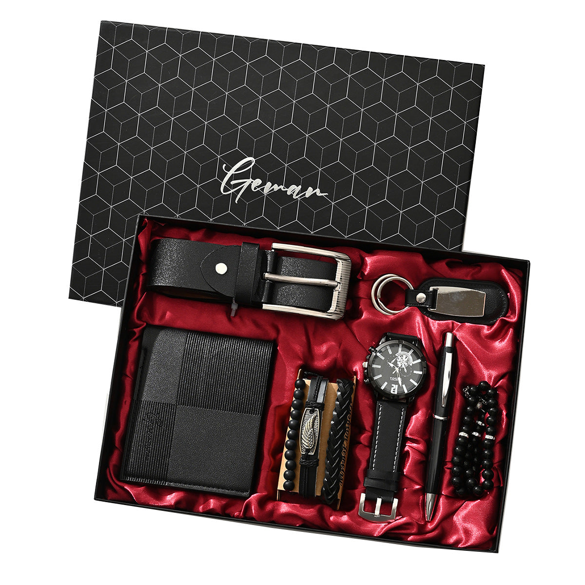 Business Leather Gift Set with Watch and Perfume