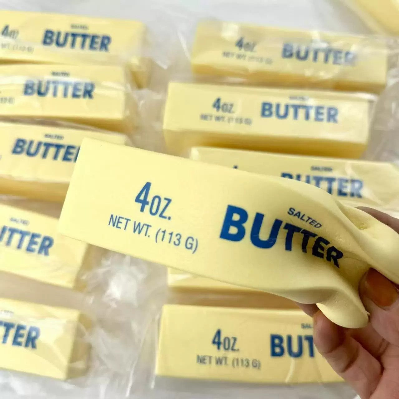 Buttered dough slowly rebounds