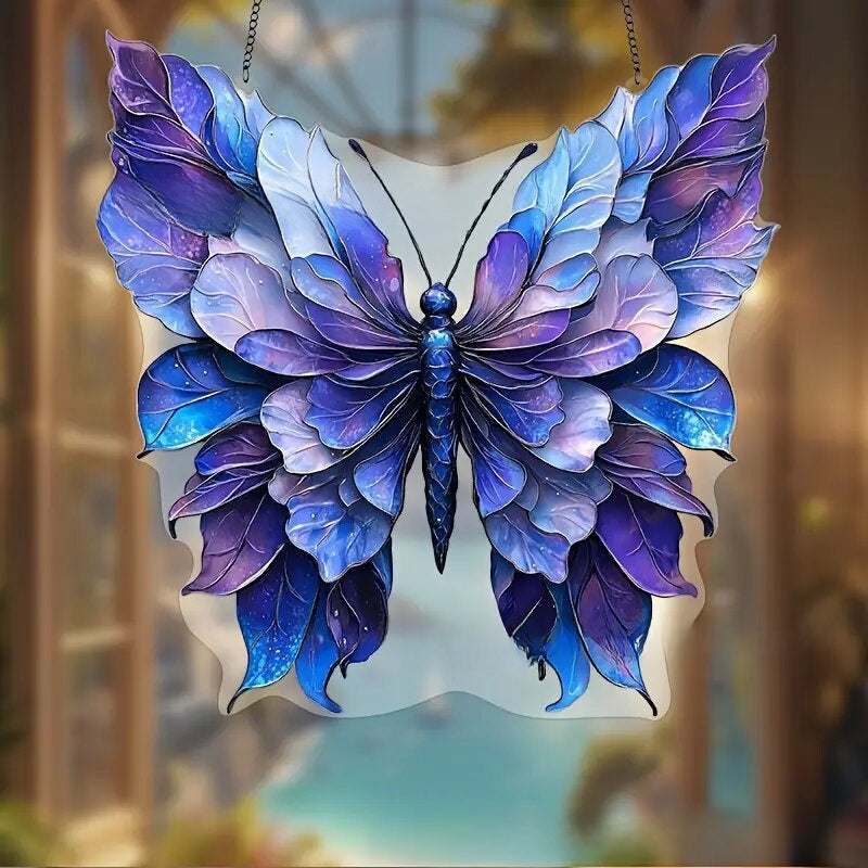 Butterfly Bird Stained Glass Sun Catcher Home Decoration
