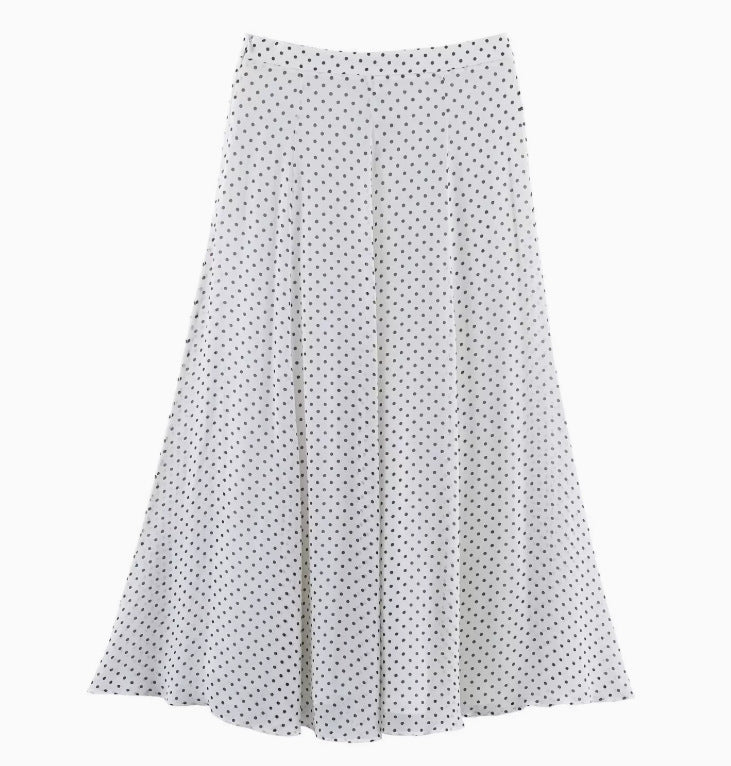 Butterfly Bow Blouse and Polka Dot Maxi Skirt Set