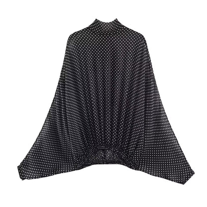 Butterfly Bow Blouse and Polka Dot Maxi Skirt Set