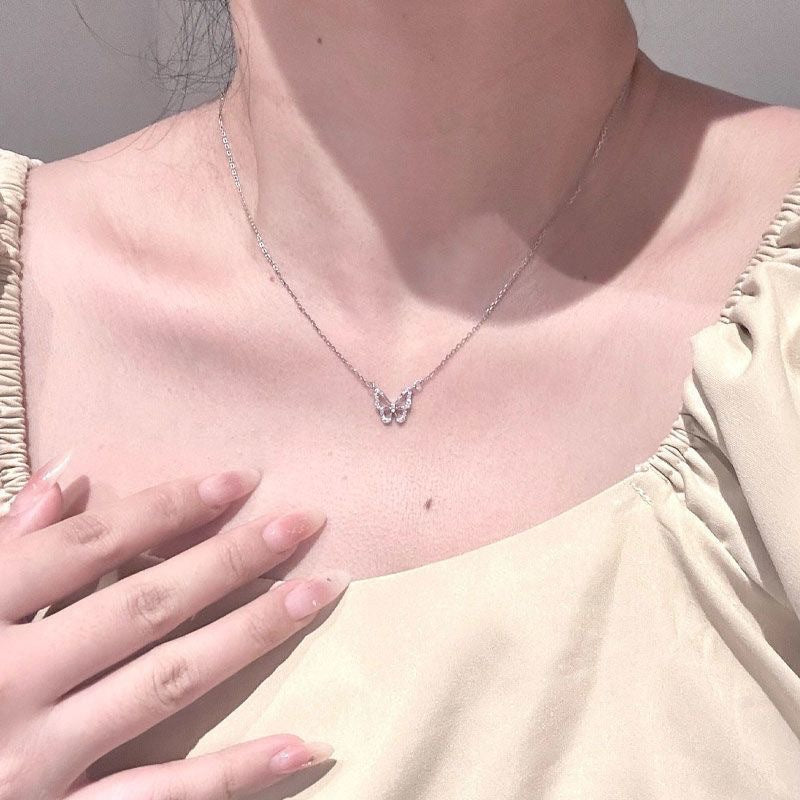 Butterfly Design Silver Necklace