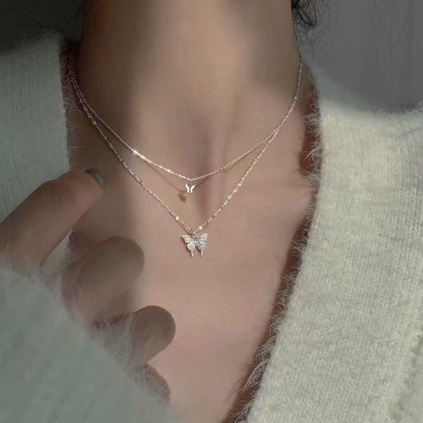 Butterfly Design Silver Necklace