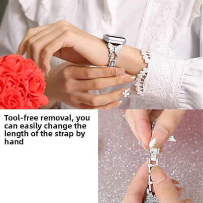 Butterfly Diamond Metal Watch Strap