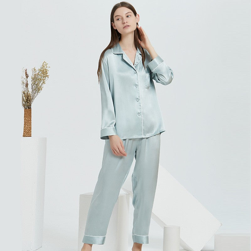 Butterfly Embroidered Silk Pajamas Set for Women