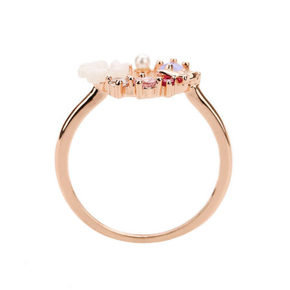 Butterfly Flower Rose Gold Plated Ring
