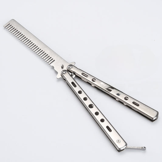 Butterfly folding knife comb