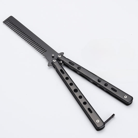 Butterfly folding knife comb
