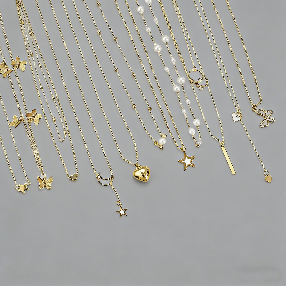 Butterfly Heart Layered Necklace Set