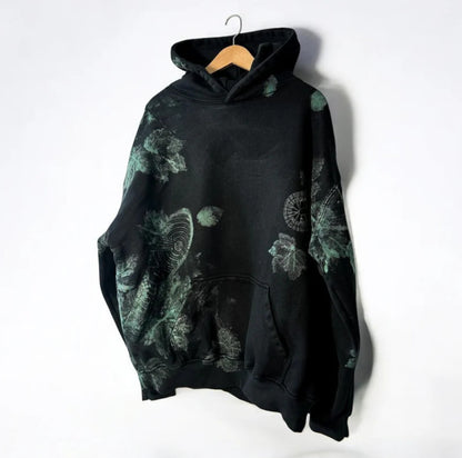 Butterfly-knitted long-sleeved hooded sweatshirt