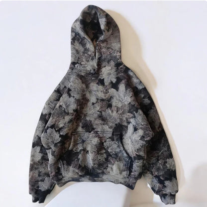 Butterfly-knitted long-sleeved hooded sweatshirt
