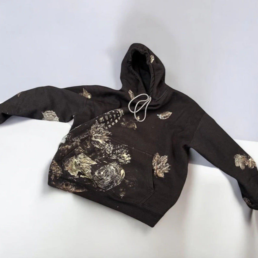 Butterfly-knitted long-sleeved hooded sweatshirt