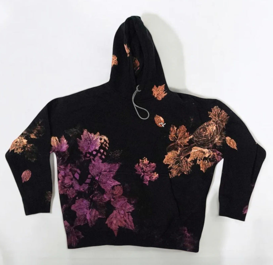Butterfly-knitted long-sleeved hooded sweatshirt
