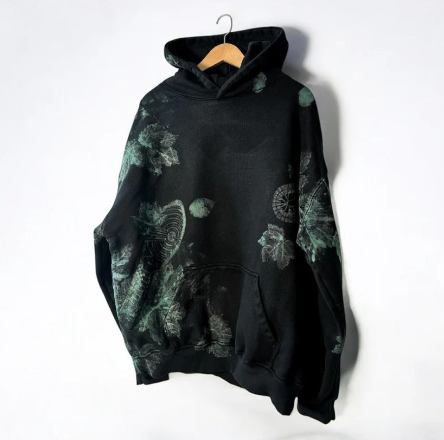 Butterfly-knitted long-sleeved hooded sweatshirt