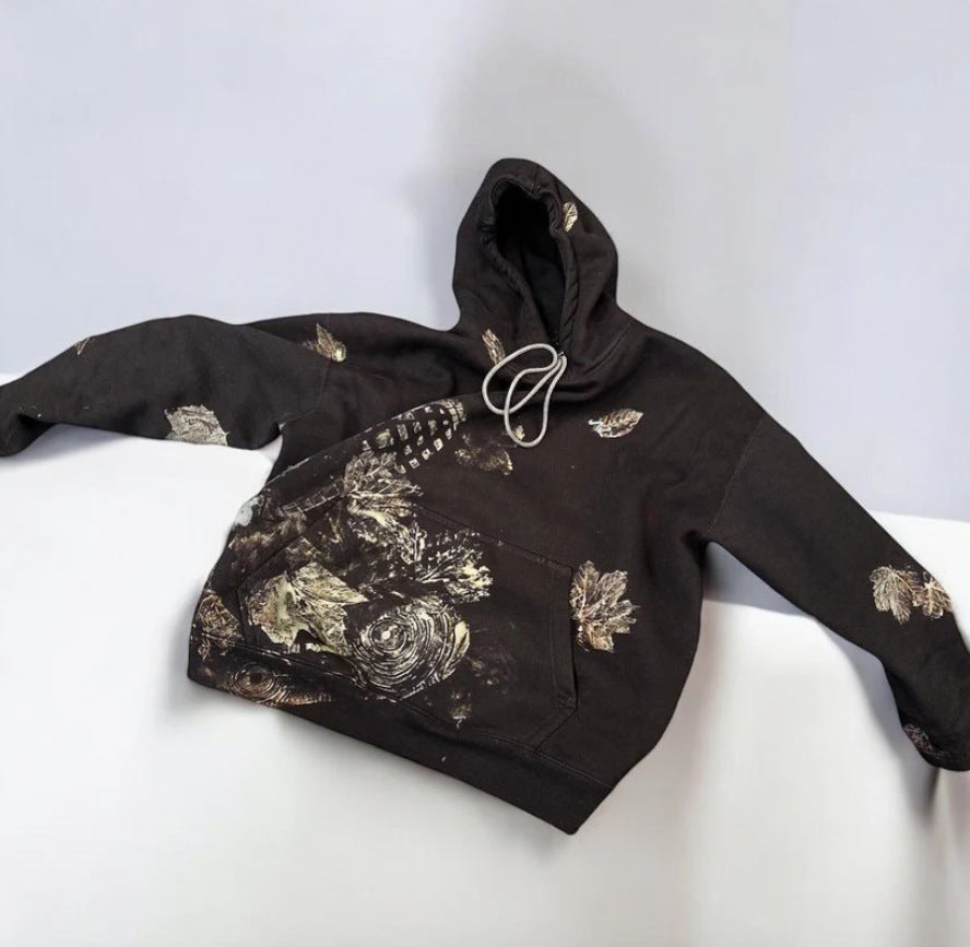 Butterfly-knitted long-sleeved hooded sweatshirt