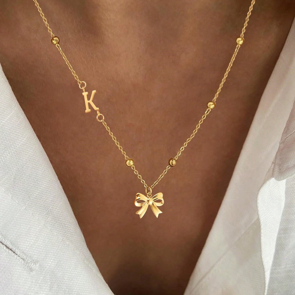 Butterfly letter combination necklace