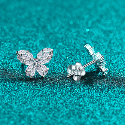 Butterfly Moissanite Sterling Silver Earrings