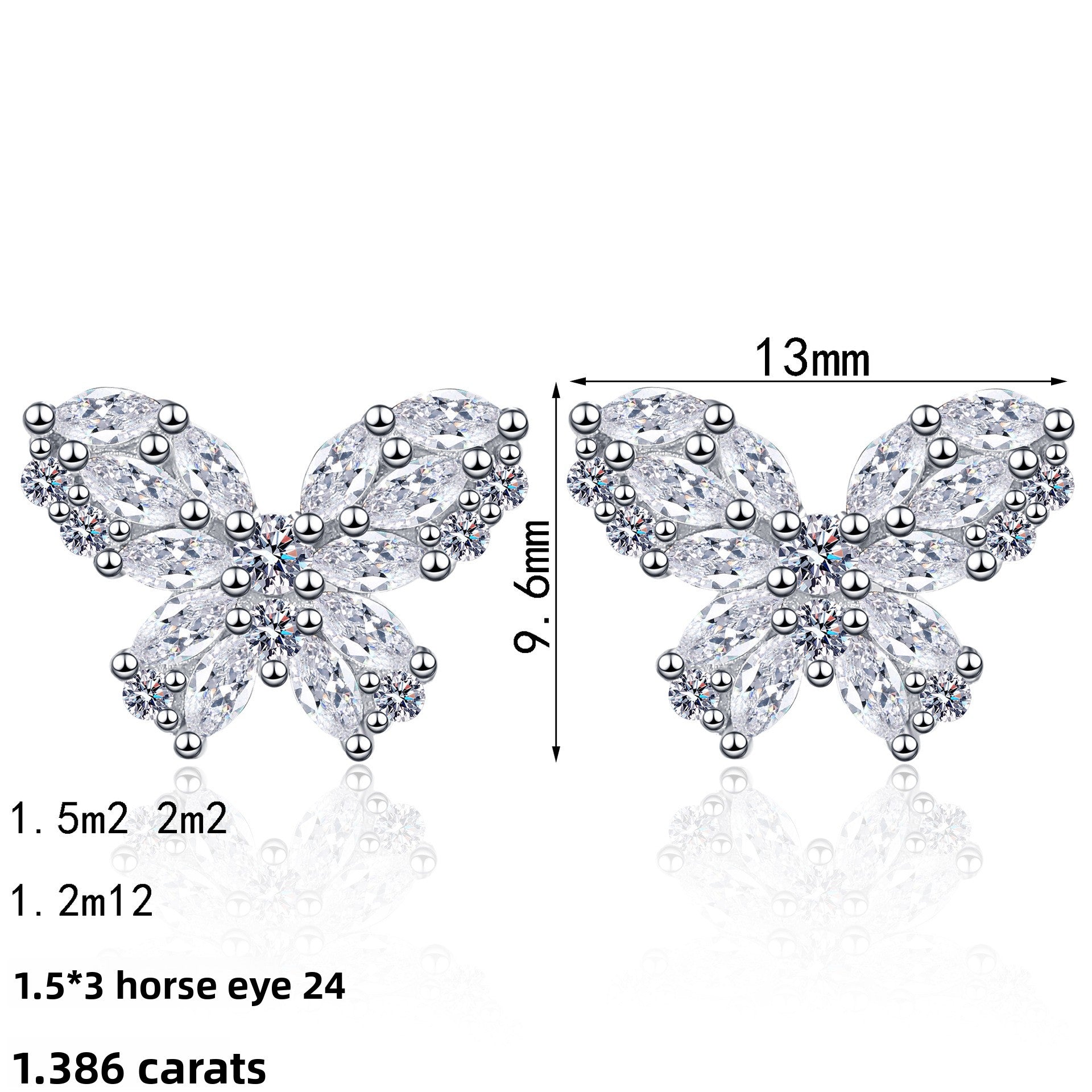 Butterfly Moissanite Sterling Silver Earrings