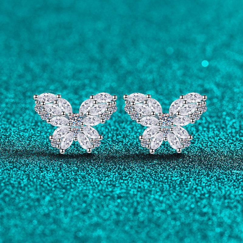 Butterfly Moissanite Sterling Silver Earrings