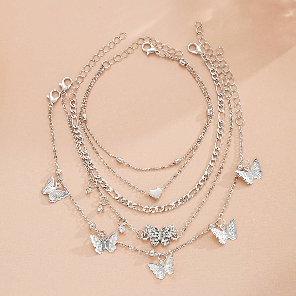 butterfly multi-layer anklet