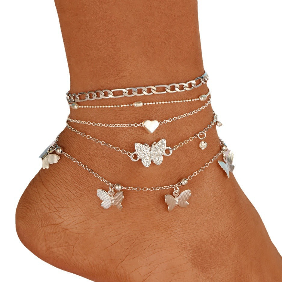 butterfly multi-layer anklet