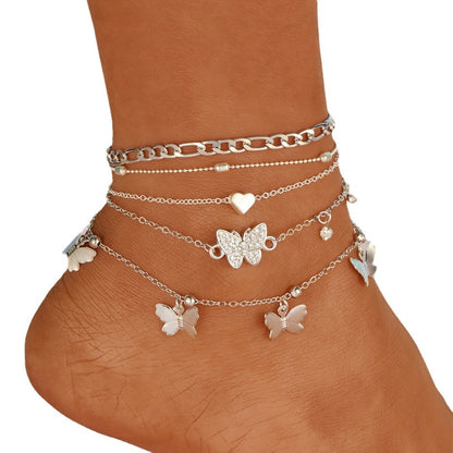butterfly multi-layer anklet
