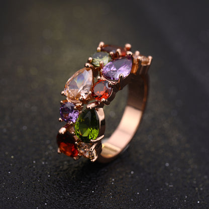 Butterfly Multicolor Zircon Gold Plated Ring
