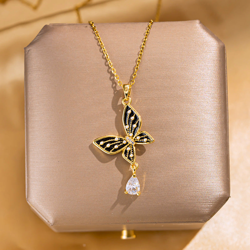 Butterfly Pendant Titanium Steel Necklace