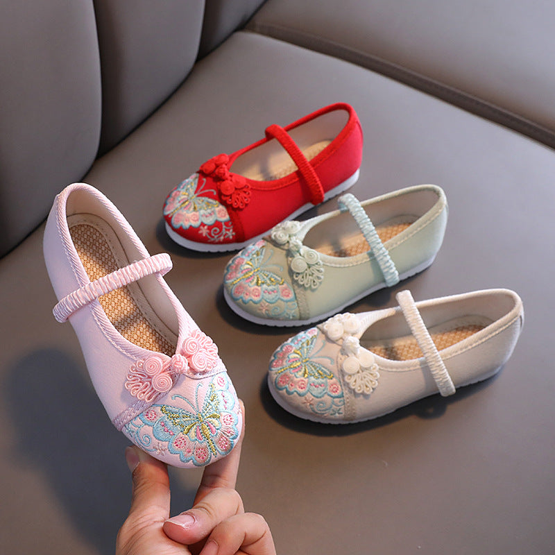 Butterfly Print Ethnic Dance Shoes with Elastic Band