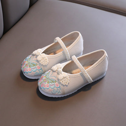 Butterfly Print Ethnic Dance Shoes with Elastic Band