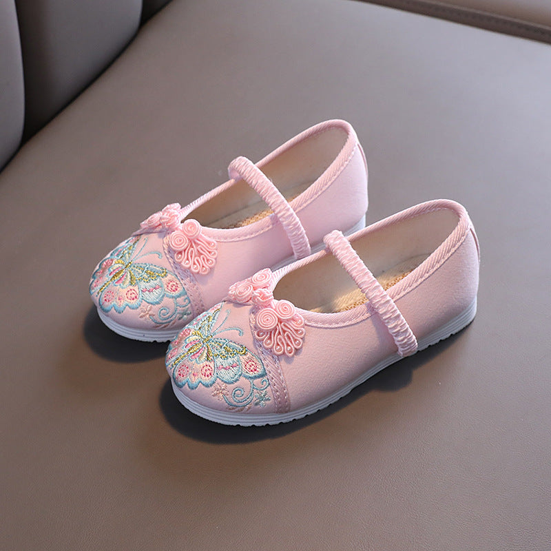 Butterfly Print Ethnic Dance Shoes with Elastic Band