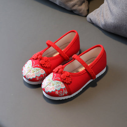 Butterfly Print Ethnic Dance Shoes with Elastic Band