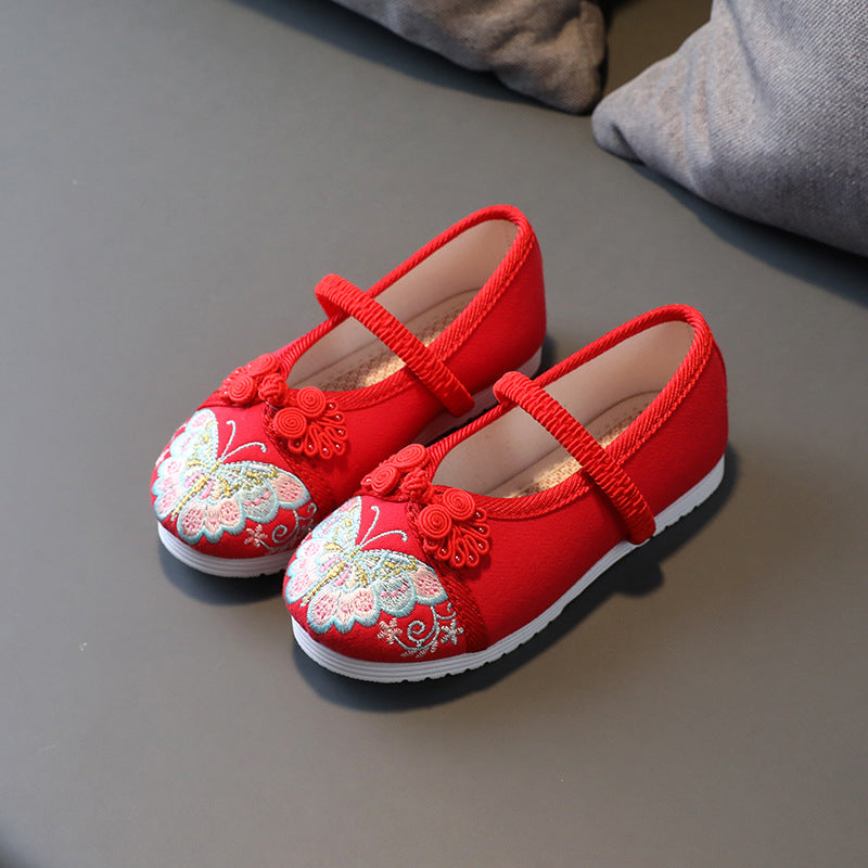 Butterfly Print Ethnic Dance Shoes with Elastic Band