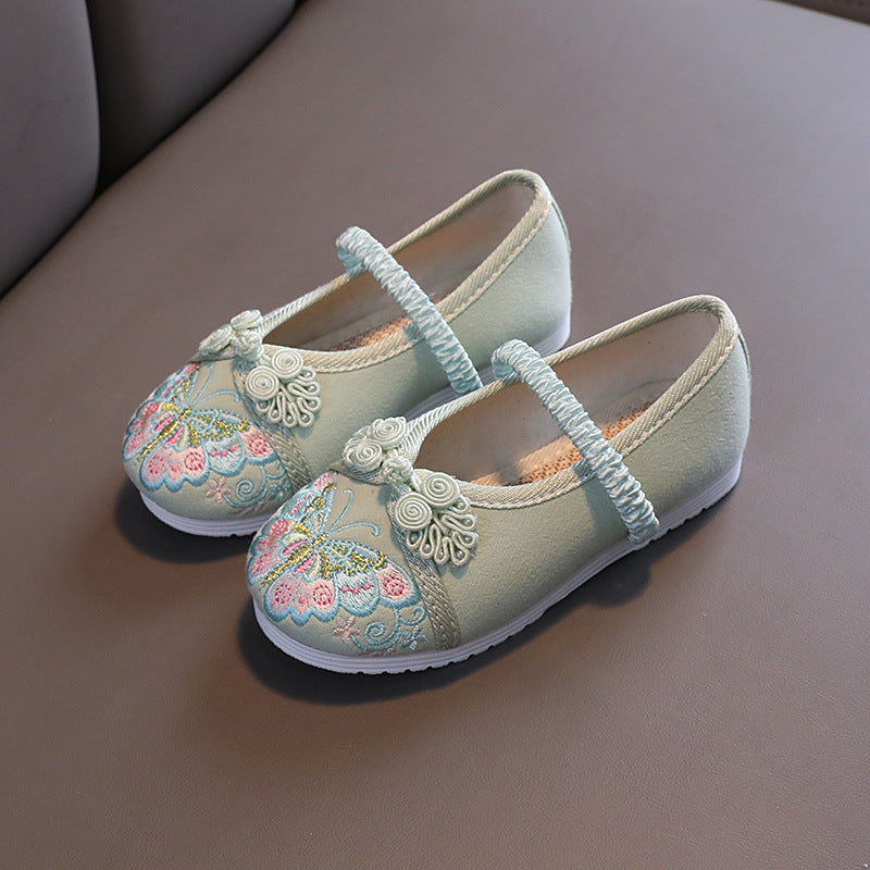 Butterfly Print Ethnic Dance Shoes with Elastic Band